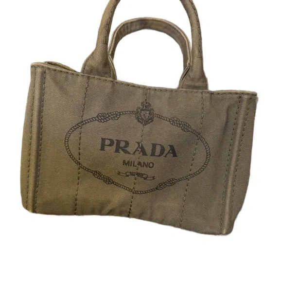 Prada Olive Green Canvas Tote Bag - Picture 3 of 8